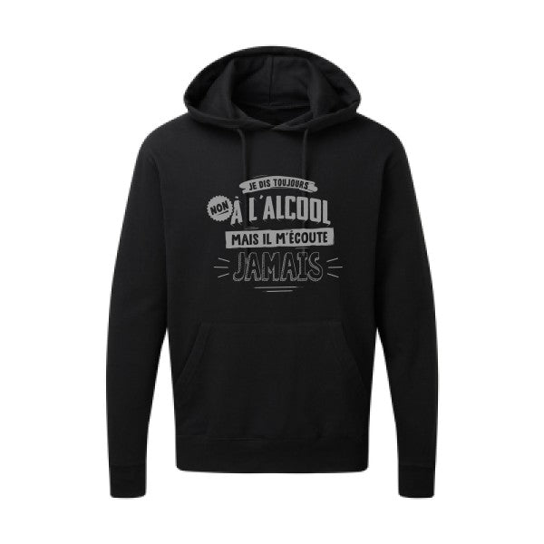 Non à l'alcool  |Sweat  capuche humoristique Gris 