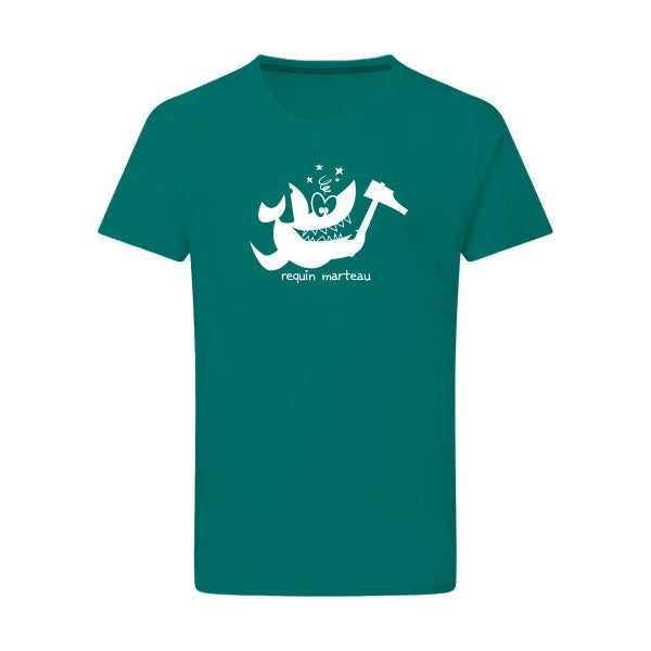 Requin marteau Blanc -Flex Blanc sur T-shirt SG  Emerald Green  2XL