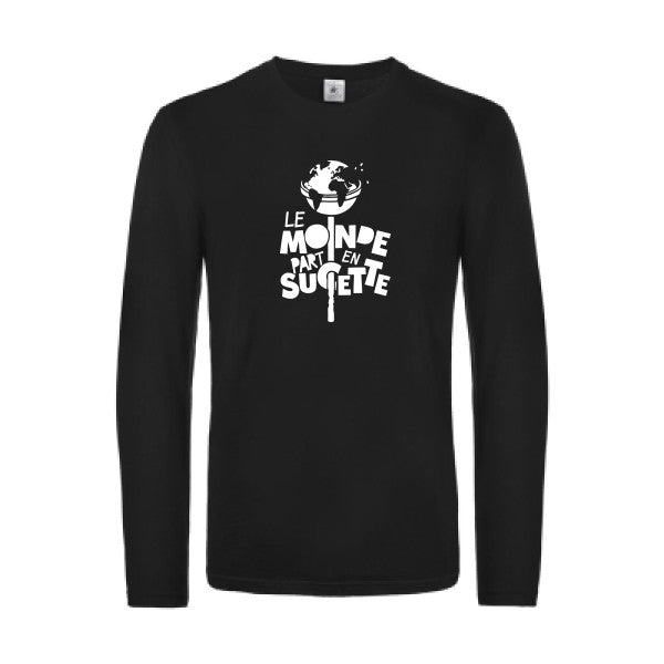 le monde part en sucette - t shirt- manches- longues- original- humour- Black impression Face