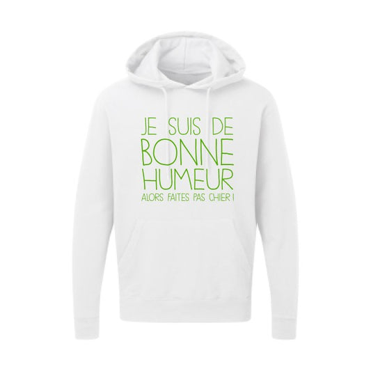 BONNE HUMEUR Vert pomme |Sweat capuche imprimé homme