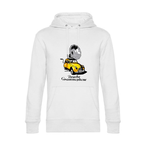 Deuche-Grammophone-3- Sweat à capuche original White - RueDuTeeshirt