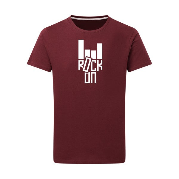 Rock On ! -Flex Blanc sur T-shirt SG  Burgundy  2XL