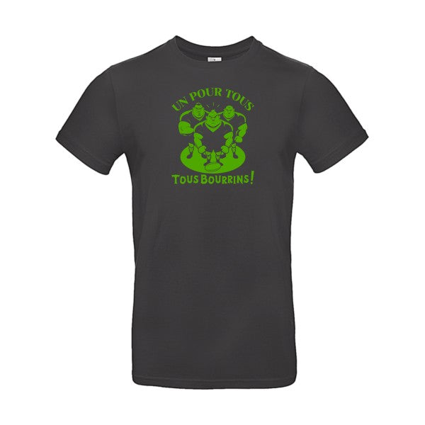 Un pour tous, Tous bourrins ! flex Vert pomme B&C - E190 T-shirt|Used Black||2XL