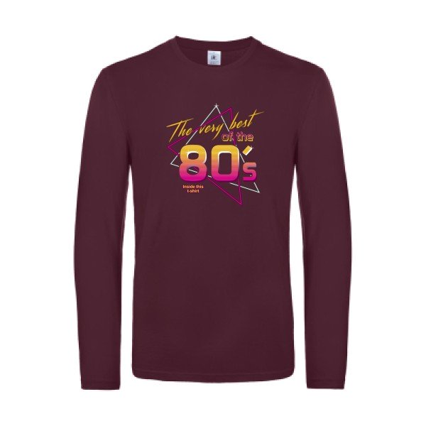 annee-80s-t-shirt-manches-longues-original-humour -Burgundy