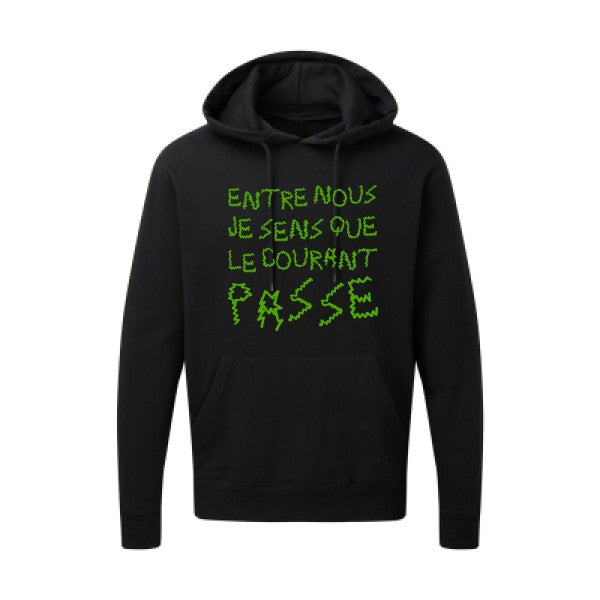 Entre nous, je sens que le courant passe ! |Sweat  capuche humoristique Vert pomme 