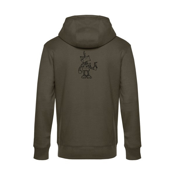 Robot-&-Bird sweat shirt original Khaki flex Noir impression Dos