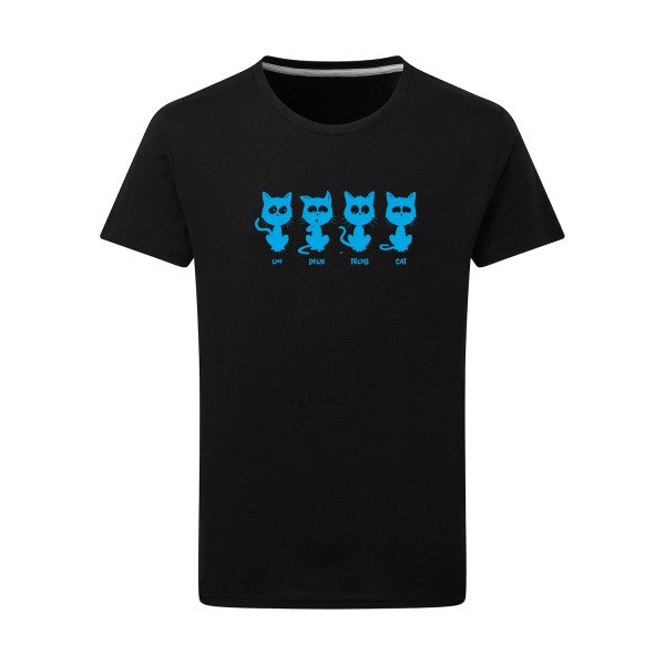 un deux trois cat - Flex bleu clair Tshirt original Dark Black  4XL