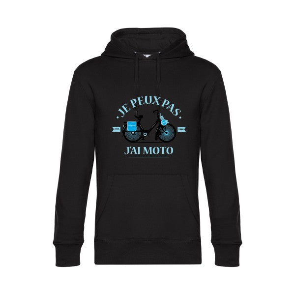 Je-peux-pas-j-ai-moto- Sweat à capuche original Black - RueDuTeeshirt