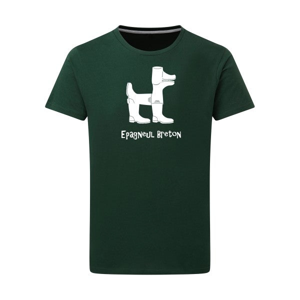 Epagneul breton Blanc -Flex Blanc sur T-shirt SG  Bottle Green  2XL