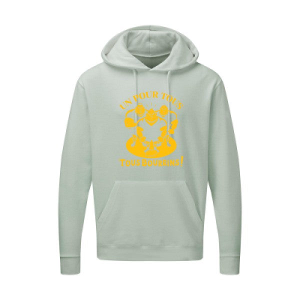 Un pour tous, Tous bourrins ! |Sweat  capuche humoristique jaune Or 