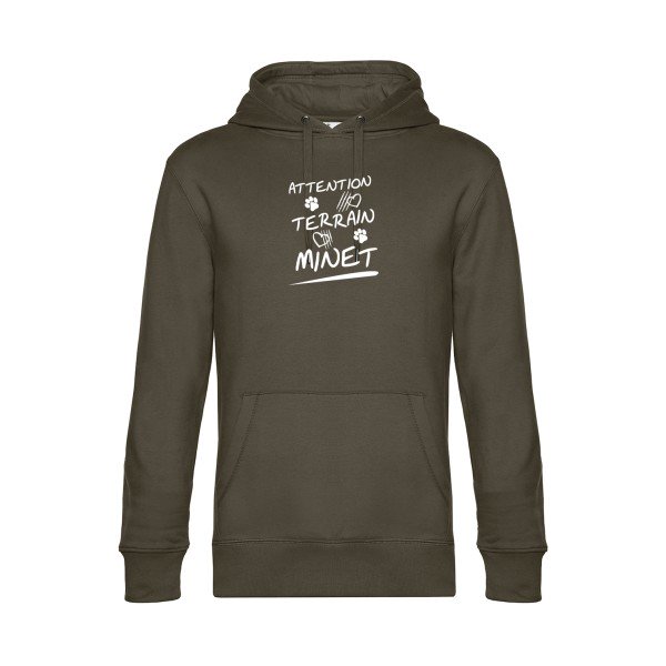 Attention-Terrain-Minet sweat shirt original Khaki flex Blanc impression Face