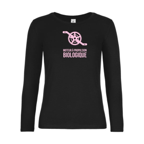 t-shirt lsl femme Cyclisme-&-ecologie Black flex Rose