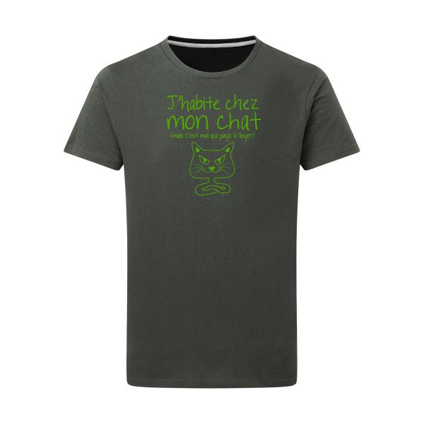 J'habite chez mon chat vert pomme -Flex vert pomme sur T-shirt SG  Charcoal  5XL