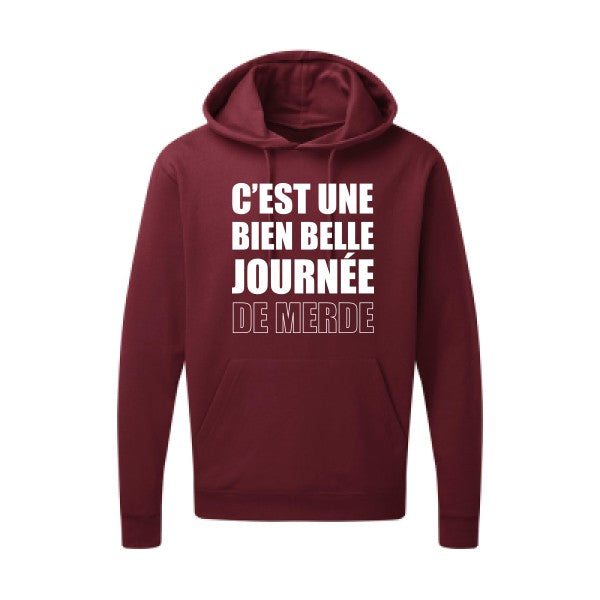 Journée de m... Blanc |Sweat capuche imprimé homme