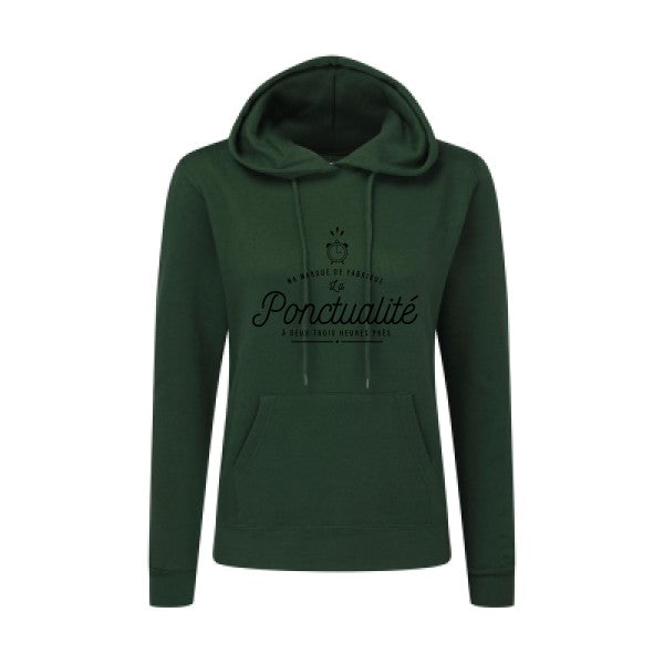 La Ponctualité Noir |Sweat original à capuche Femme