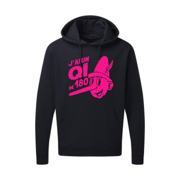 Quotient intellectuel |Sweat  capuche humoristique Rose fluo 