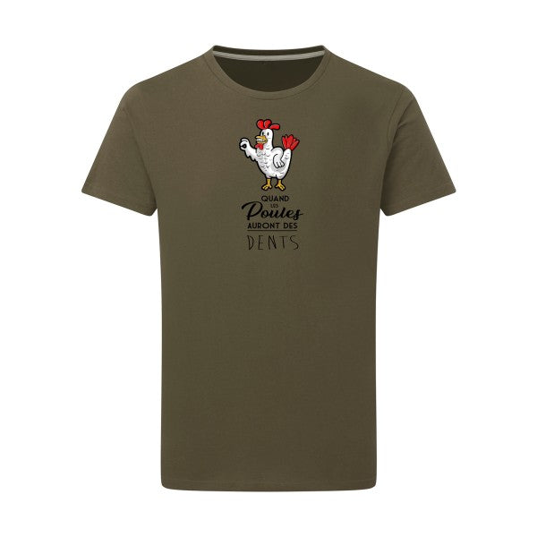 T-shirt homme Quand les poules auront des dents - T-shirt provocateur et amusant Military Green 2XL