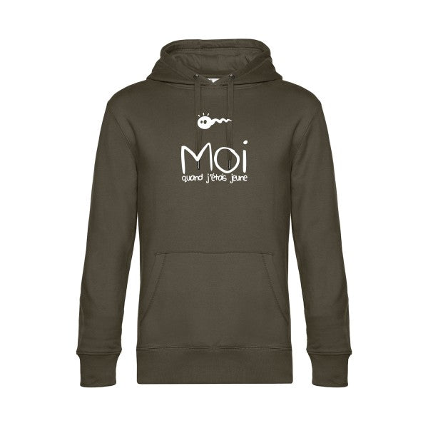 Moi-quand-j-etais-jeune sweat shirt original Khaki flex Blanc impression Face
