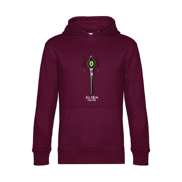 Alien-inside- Sweat à capuche original Burgundy - RueDuTeeshirt