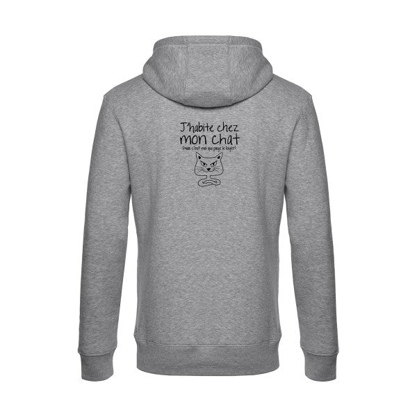J-habite-chez-mon-chat sweat shirt original Heather Grey flex Noir impression Dos