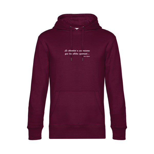 Le-chocolat-a-ses-raisons sweat shirt original Burgundy flex Blanc impression Face