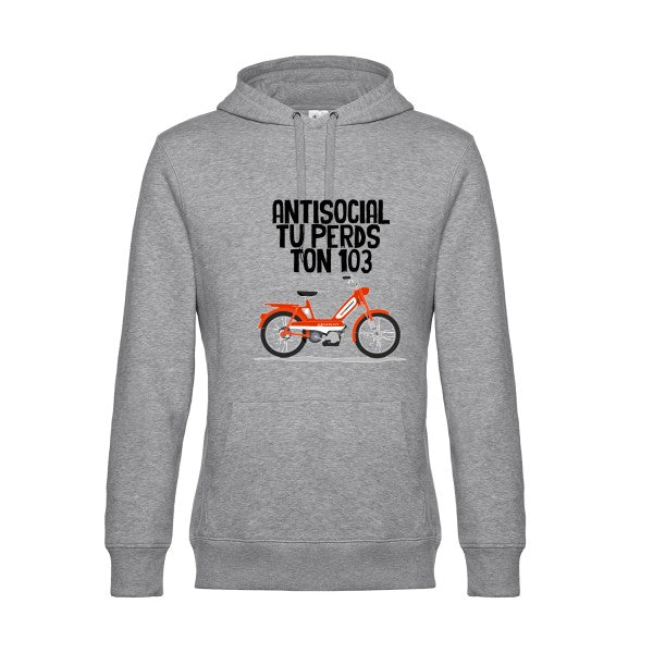 Antisocial- Sweat à capuche original Heather Grey - RueDuTeeshirt