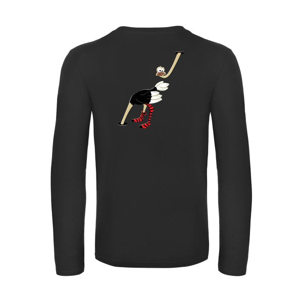autruche-t-shirt-manches-longues-original-humour -Black