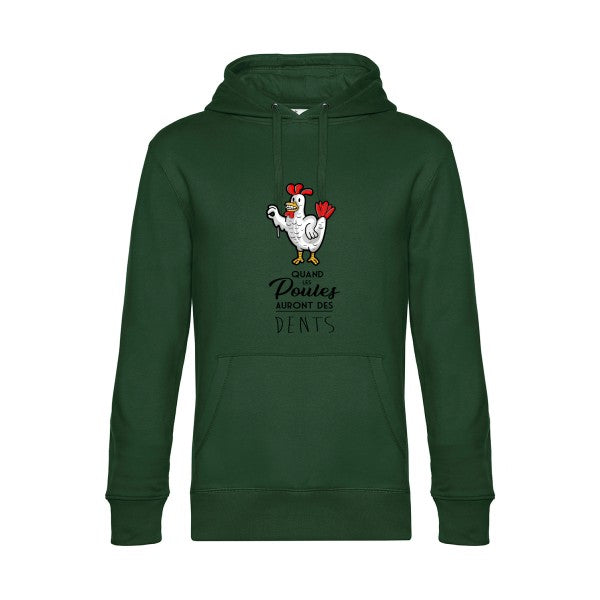 quand-les-poules-auront-des-dents- Sweat à capuche original Bottle Green - RueDuTeeshirt
