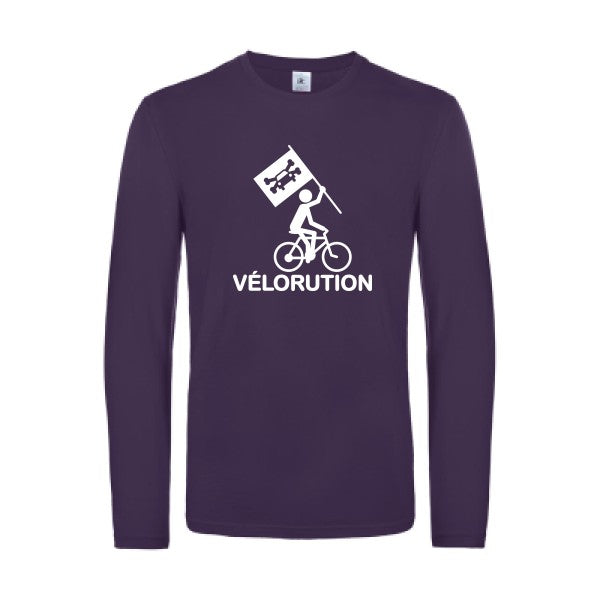velorution - t shirt- manches- longues- original- humour- Urban Purple impression Face