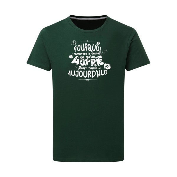 L'art de déléguer Blanc -Flex Blanc sur T-shirt SG  Bottle Green  2XL