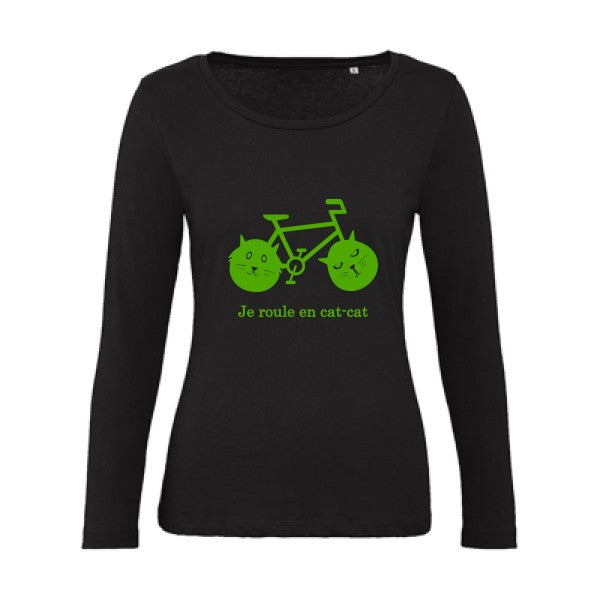 cat-cat bike Vert pomme |   T shirt manches longues femme|100% bio