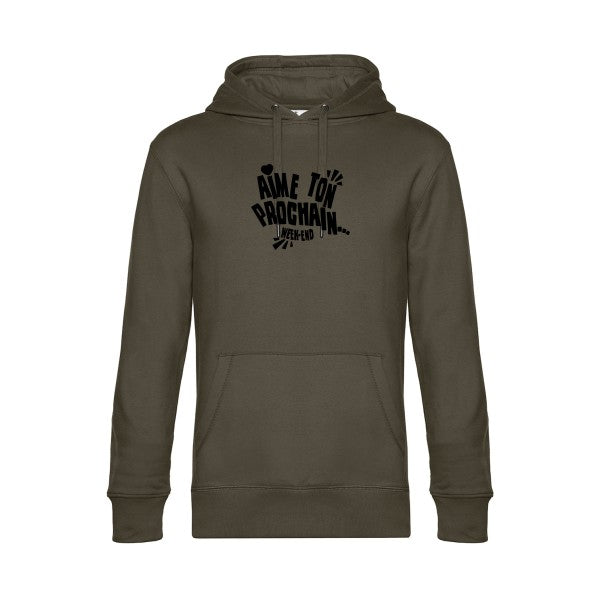 Aime-ton-prochain-! sweat shirt original Khaki flex Noir impression Face