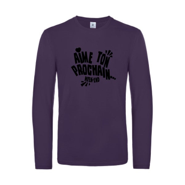 aime ton prochain  - t shirt- manches- longues- original- humour- Urban Purple impression Face