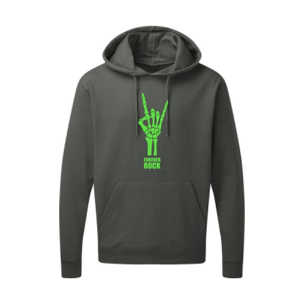 Forever Rock !!|Sweat capuche imprimé|Vert fluo