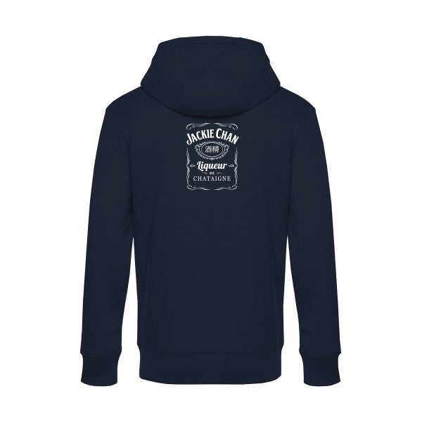 Jackie-Chan sweat shirt original Navy Blue flex Blanc impression Dos
