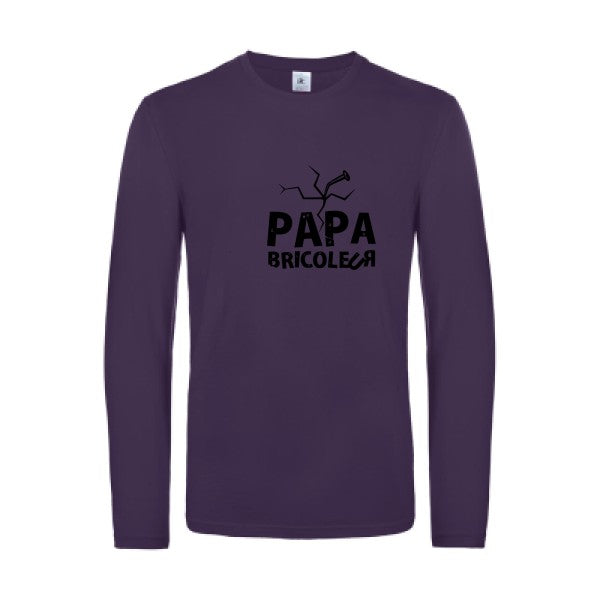papa bricoleur - t shirt- manches- longues- original- humour- Urban Purple impression Face