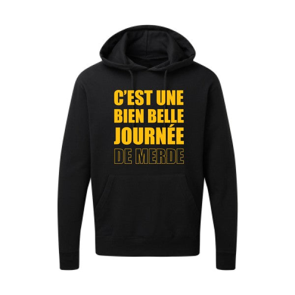 Journée de m... jaune Or |Sweat capuche imprimé homme