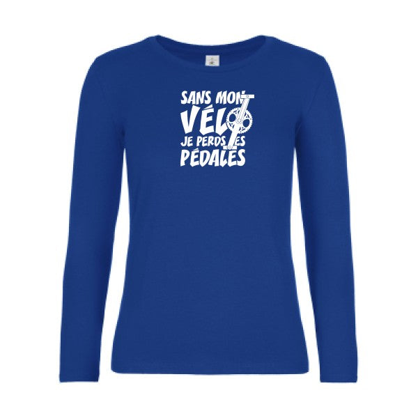 t-shirt lsl femme Sans-mon-velo-je-perds-les-pedales- Royal Blue flex blanc