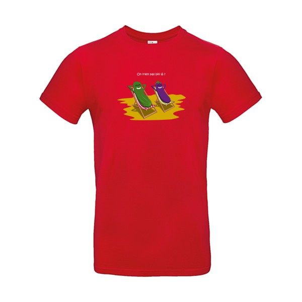 T-shirt humour original On N Est Pas Bio La T Shirt couleur Red