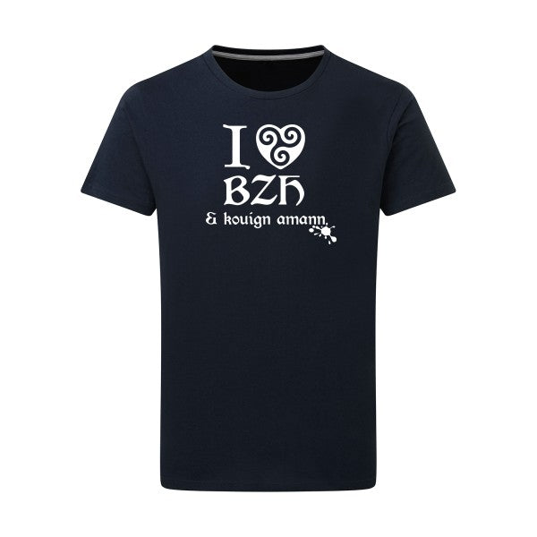 Love BZH & kouign Blanc -Flex Blanc sur T-shirt SG  Navy  5XL