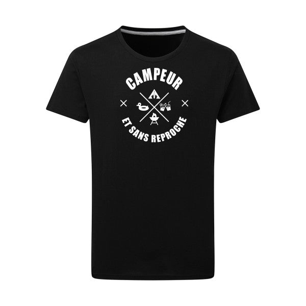 CAMPEUR... Blanc -Flex Blanc sur T-shirt SG  Dark Black  4XL