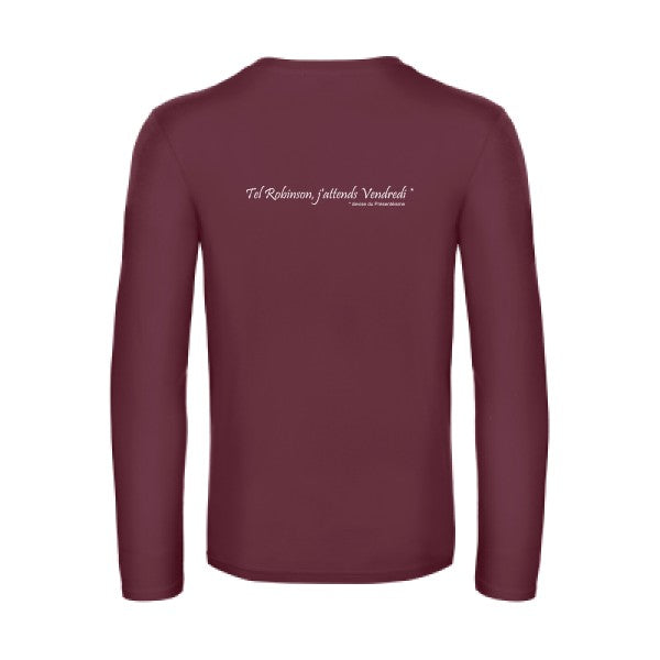 yes vendredi  - t shirt- manches- longues- original- humour- Burgundy impression Dos