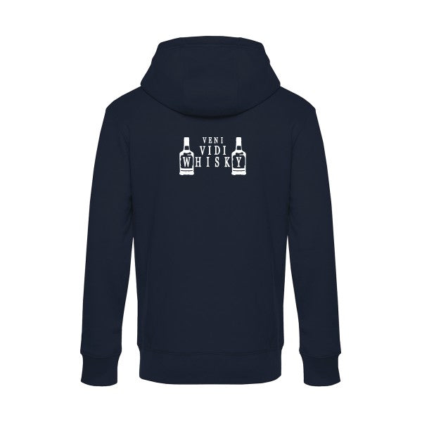 VENI-VIDI-WHISKY sweat shirt original Navy Blue flex Blanc impression Dos