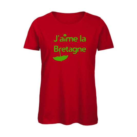 T shirt humour bio femme   femme bio|J'aime la Bretagne Vert pomme 