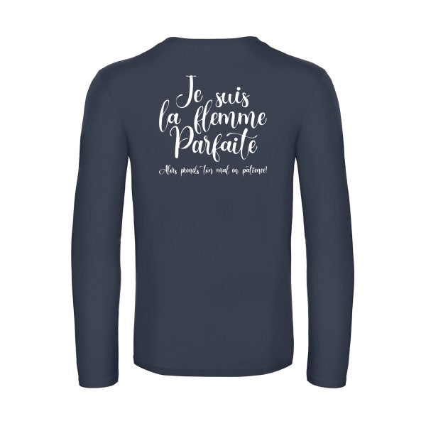 la flemme parfaite - t shirt- manches- longues- original- humour- Navy impression Dos
