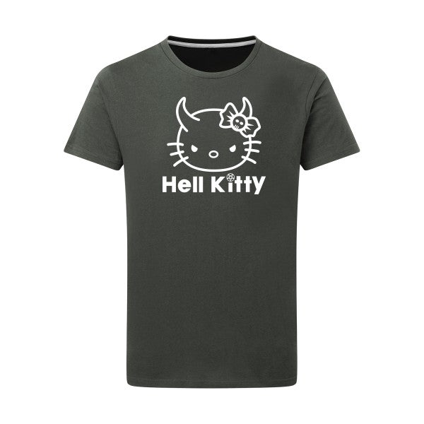 Hell Kitty Blanc -Flex Blanc sur T-shirt SG  Charcoal  5XL