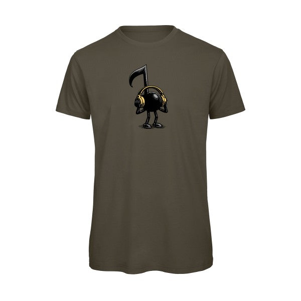 La-musique-dans-la-peau- T-shirt-musique  couleur Khaki Green Bio