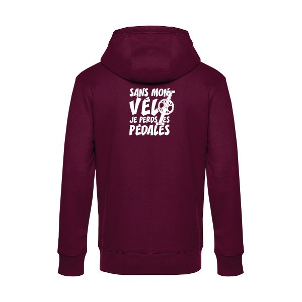 Sans-mon-velo-je-perds-les-pedales sweat shirt original Burgundy flex Blanc impression Dos
