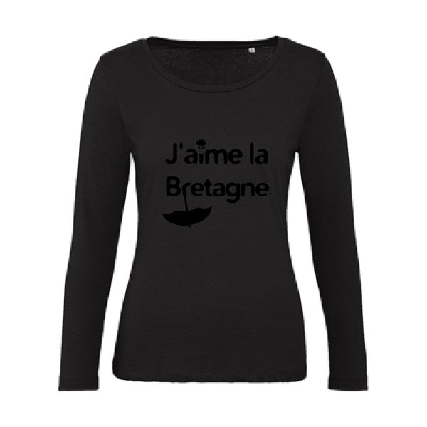 J'aime la Bretagne Noir |   T shirt manches longues femme|100% bio