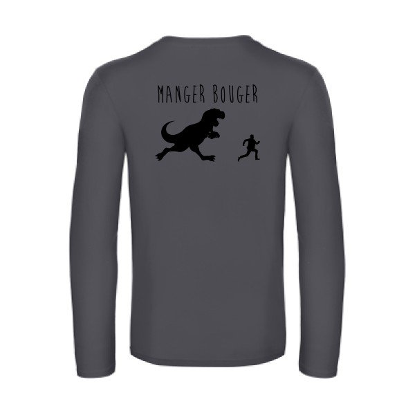 manger bouger - t shirt- manches- longues- original- humour- Dark Grey impression Dos